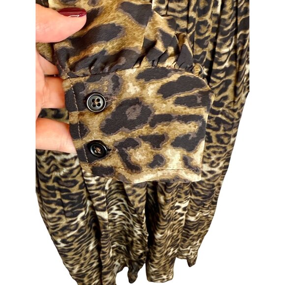 Nili Lotan Brienne Leopard Print Silk Chiffon Midi Dress - Size S - Picture 8 of 9